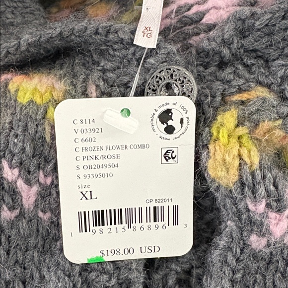 Free People NWT Snowdrift Cardigan Size XL Knit Colorful Drop Shoulder Pit 30 - Picture 13 of 13